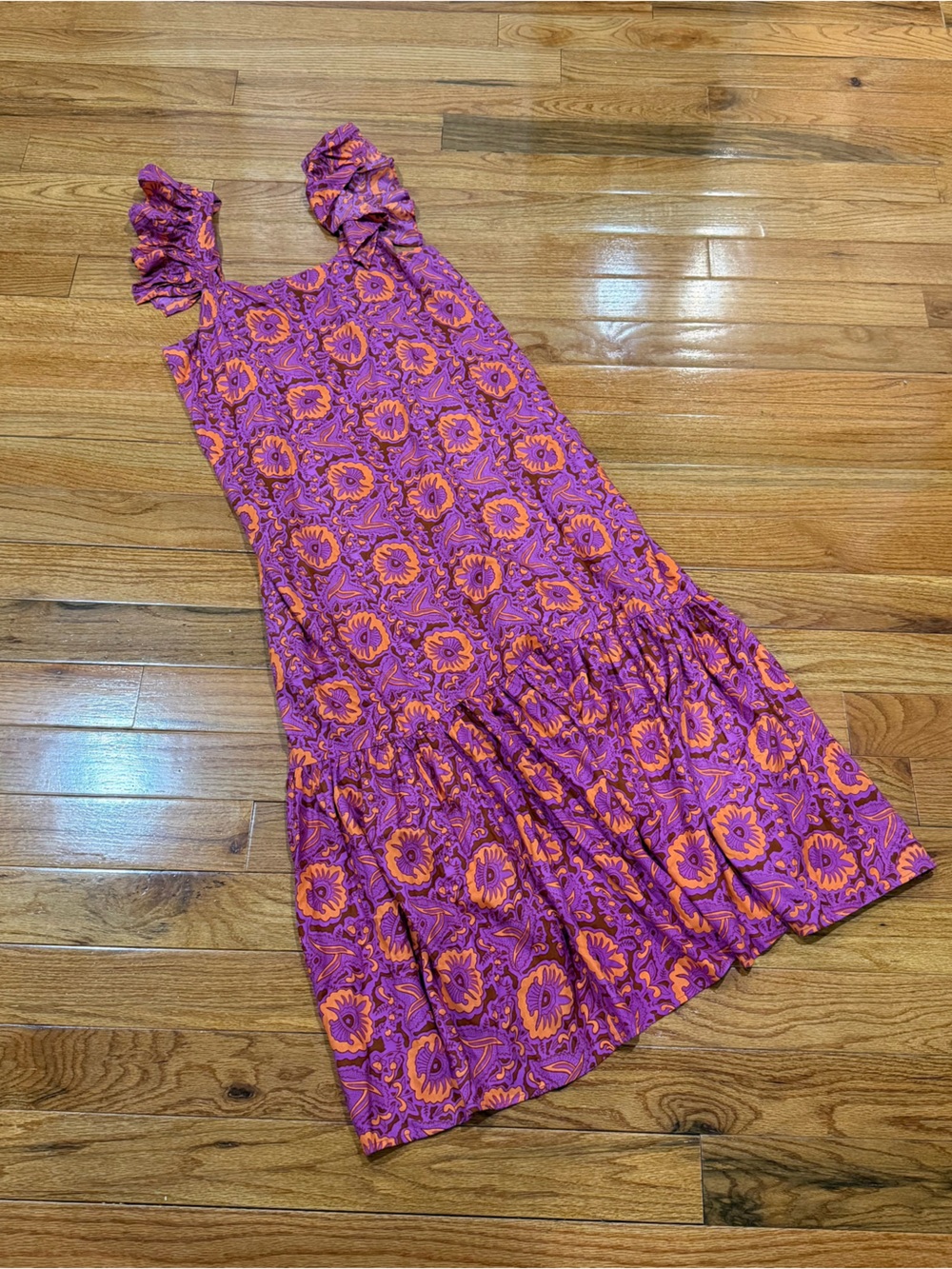 House of Harlow 1960 Purple and Orange Floral Maxi Dress - L